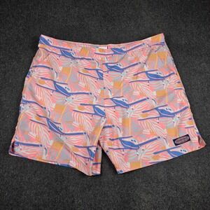Vineyard Vines Swim‎ Trunks Mens Large Pink Seaplane Tropical Palm Mesh Lined